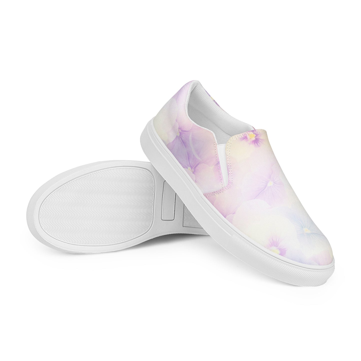 Women’s slip-on canvas shoes  | Violet Flowers Background | print your demand