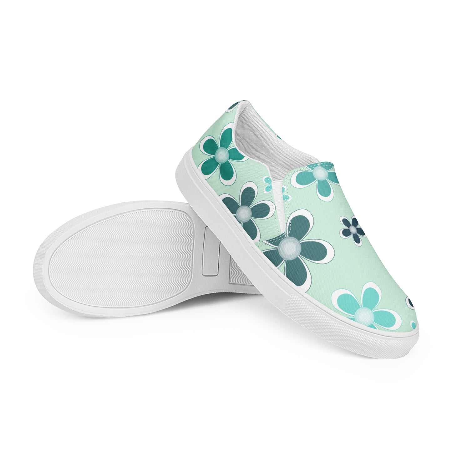 Women’s slip-on canvas shoes - Flower Pattern - print on demand