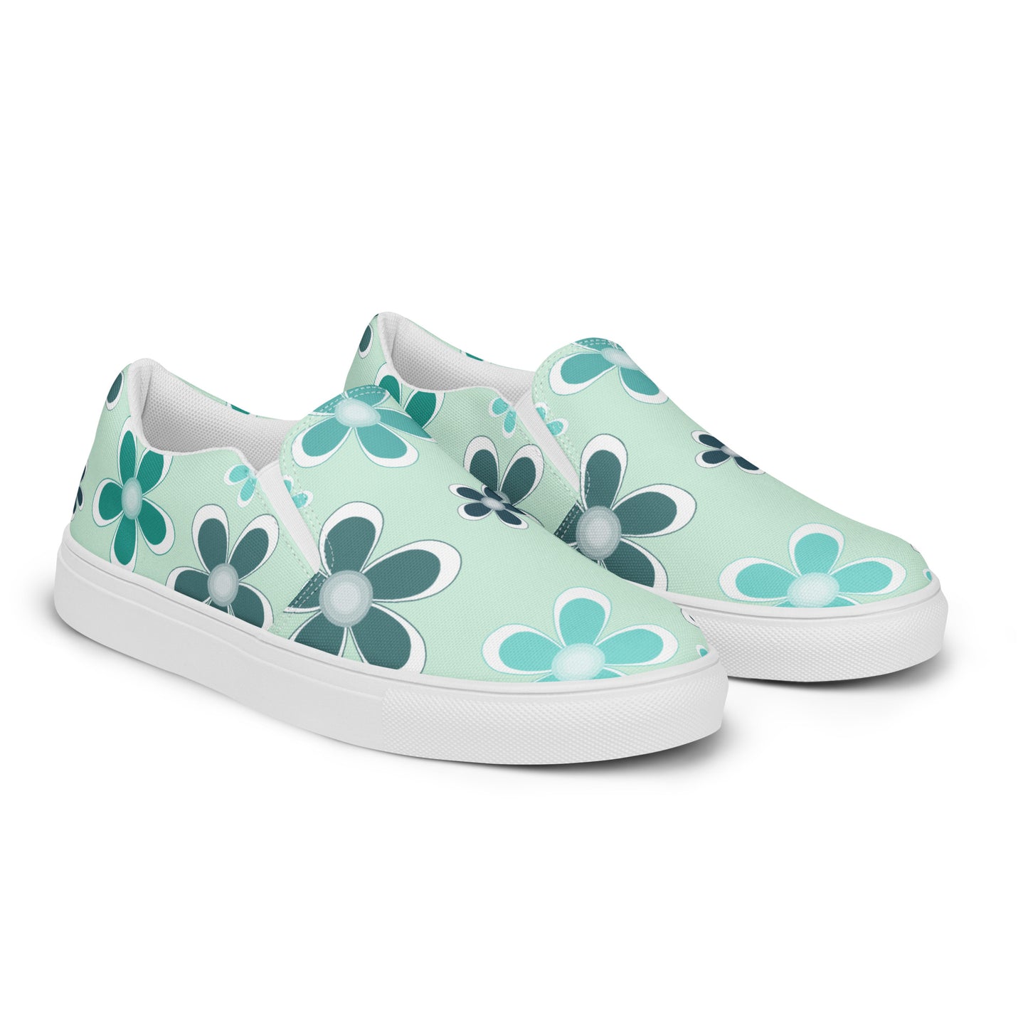 Women’s slip-on canvas shoes - Flower Pattern - print on demand