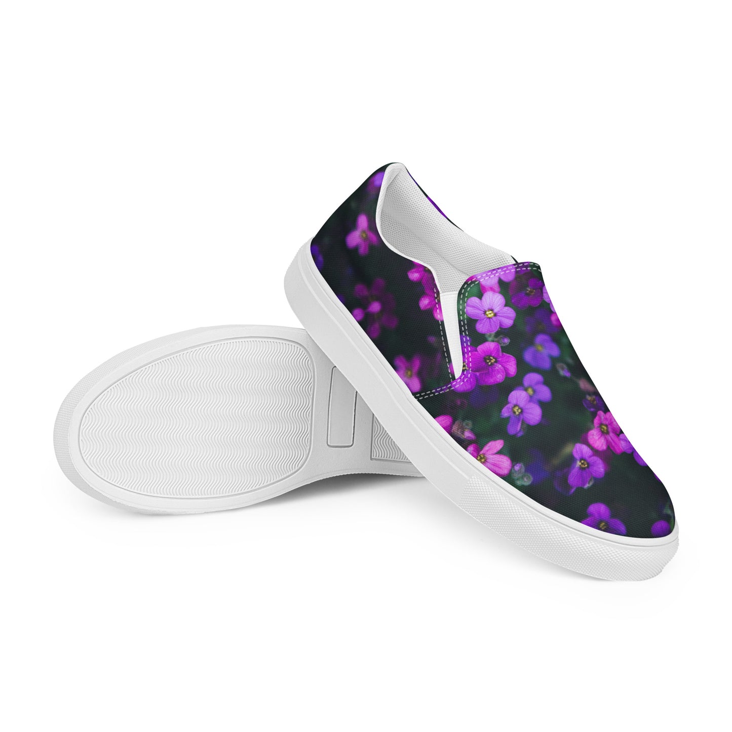 Women’s slip-on canvas shoes - flower design - print on demand
