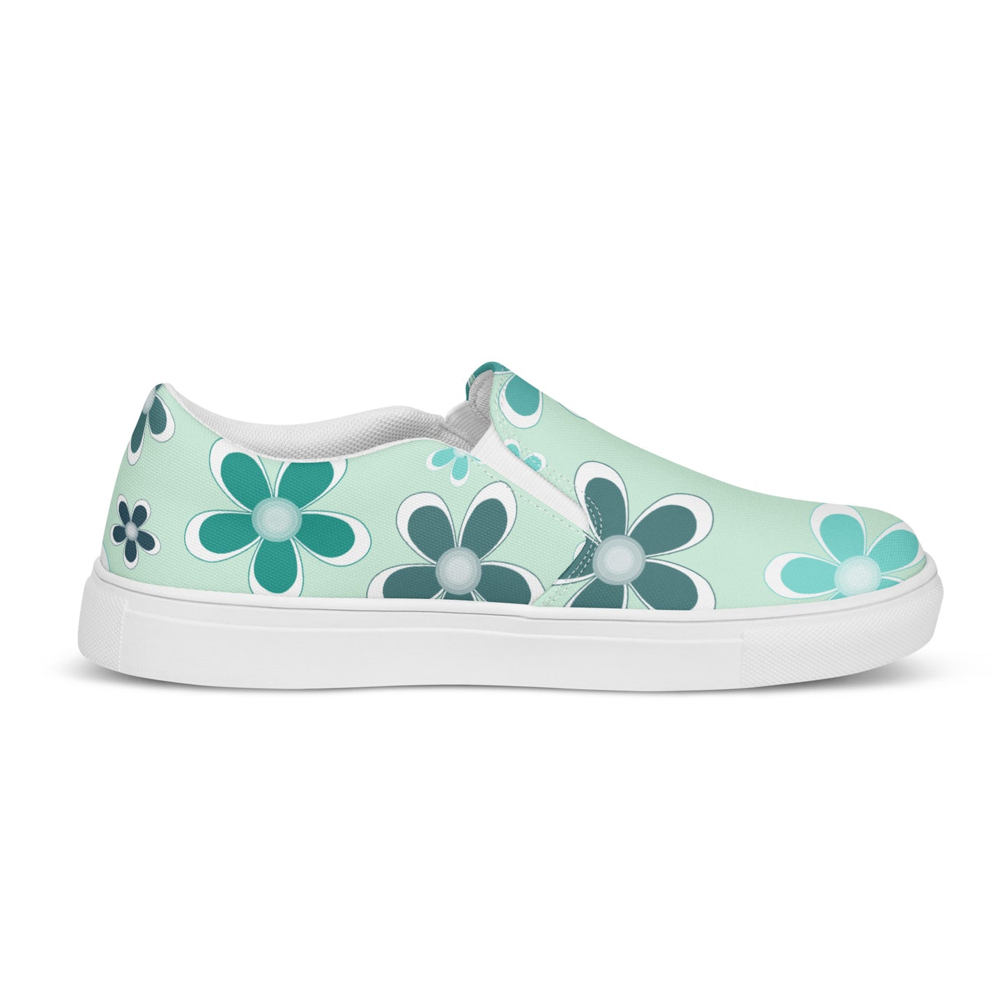 Women’s slip-on canvas shoes - Flower Pattern - print on demand