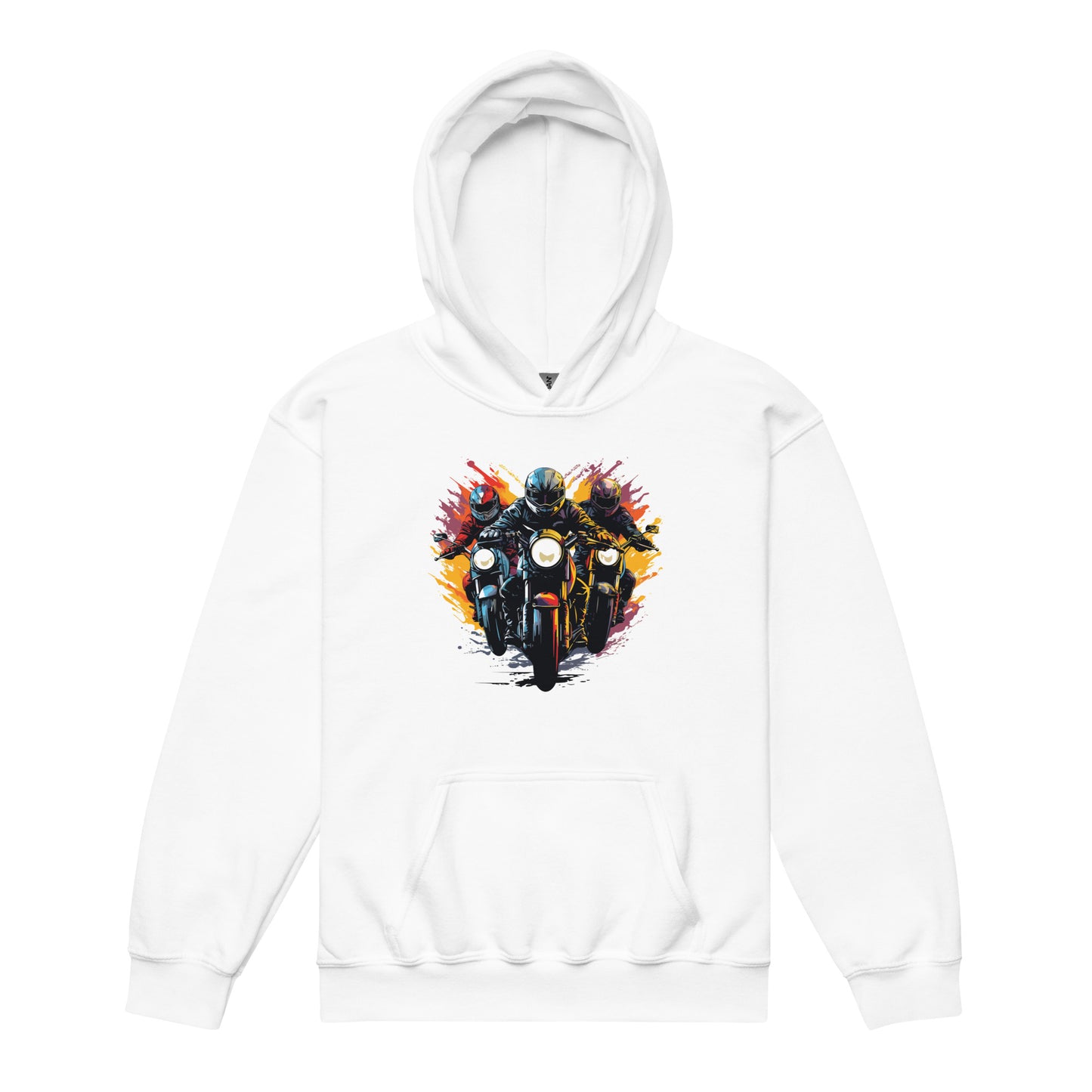 Youth heavy blend hoodie | motorcycles| moods print