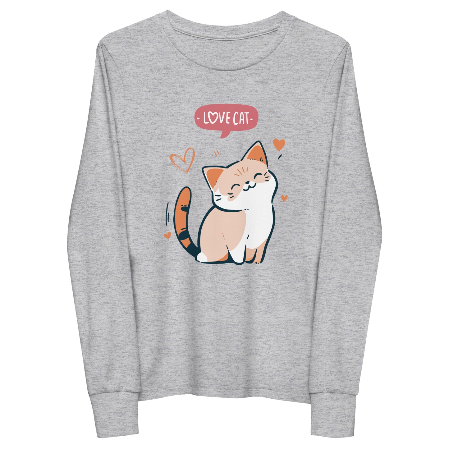 Youth long sleeve tee - i love cat