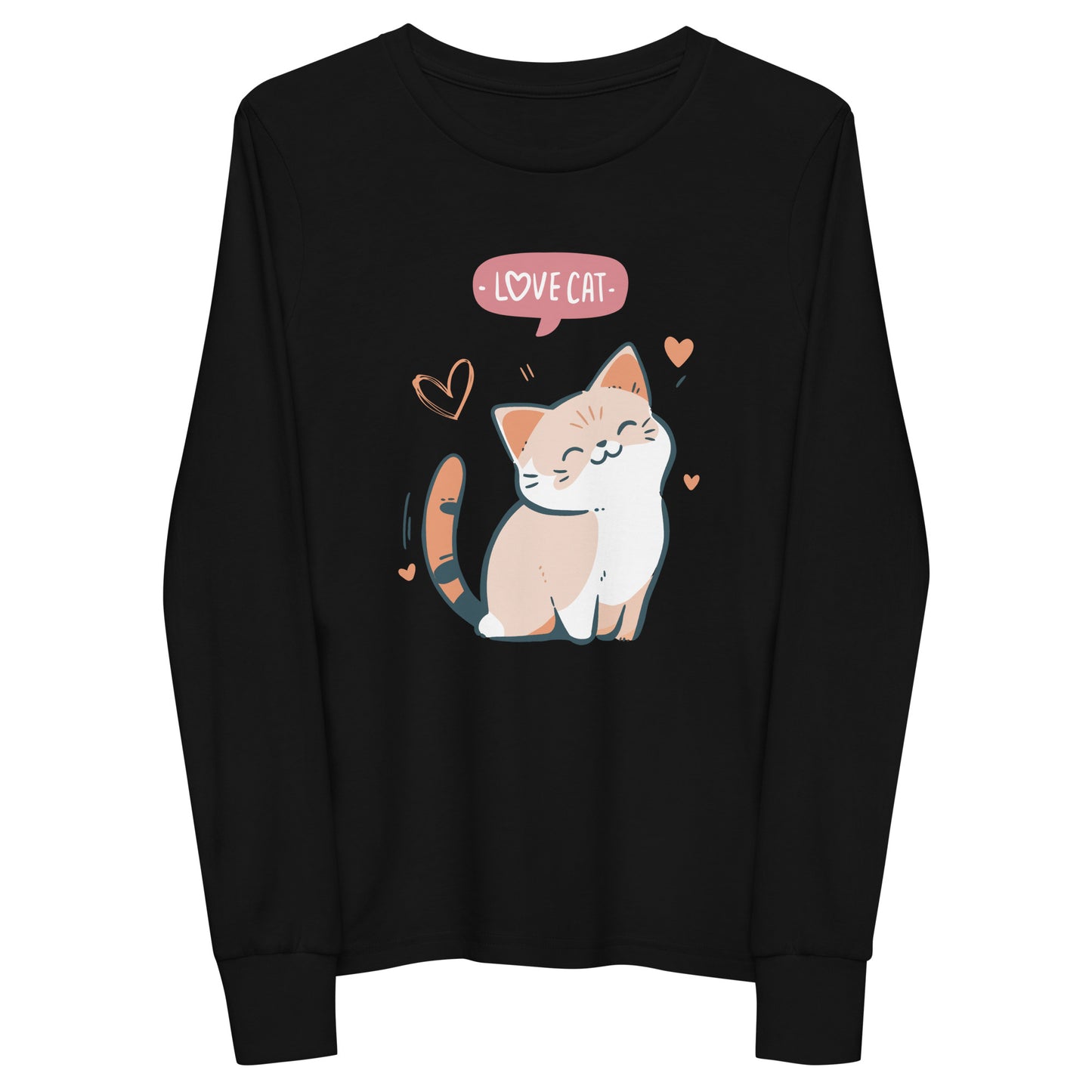 Youth long sleeve tee - i love cat