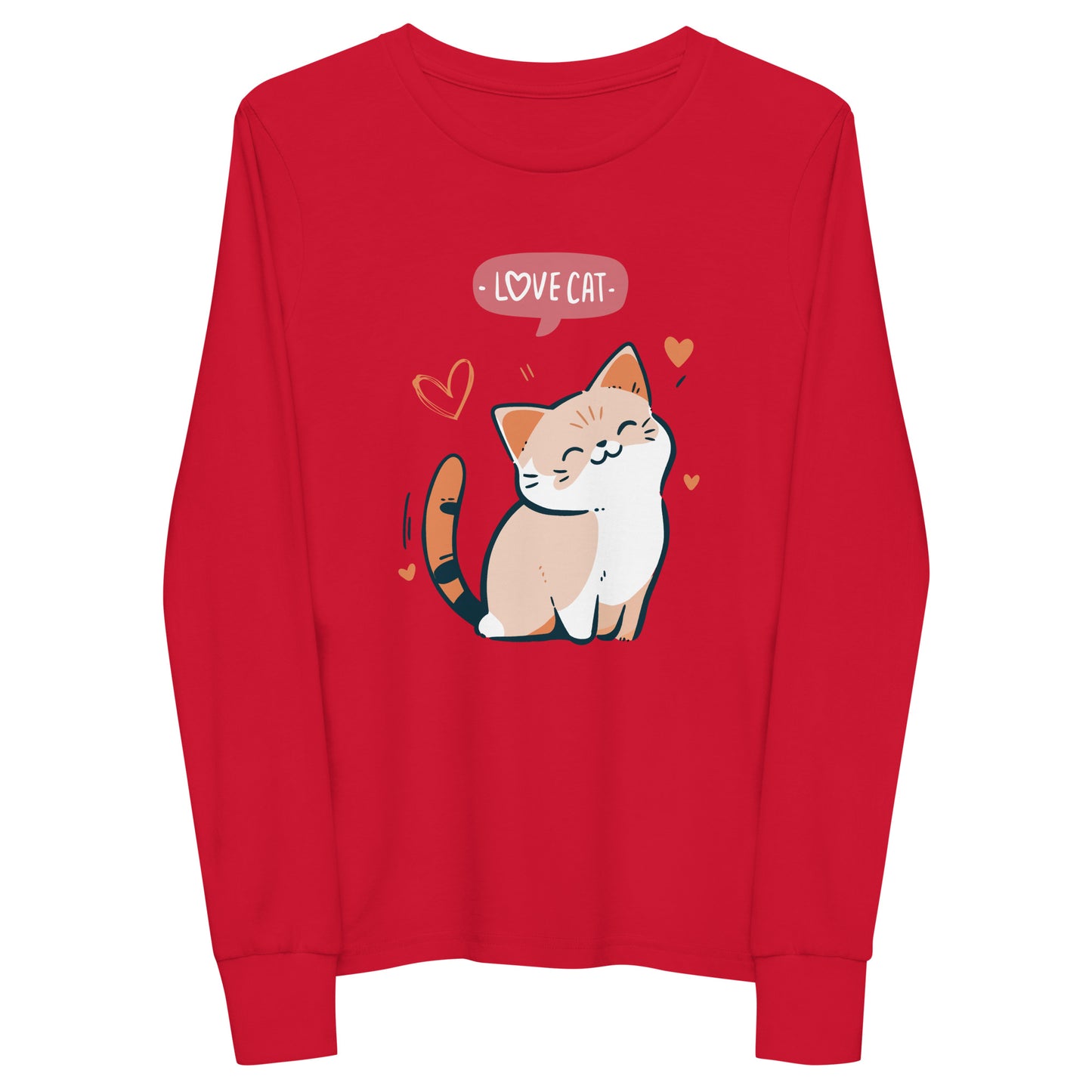 Youth long sleeve tee - i love cat